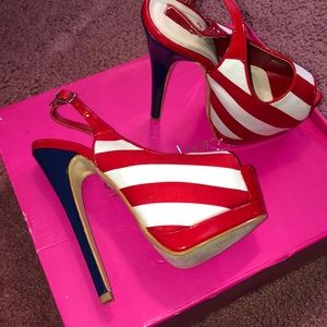 Red white and Blue High Heels